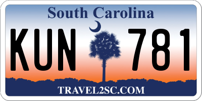 SC license plate KUN781