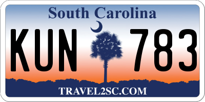 SC license plate KUN783