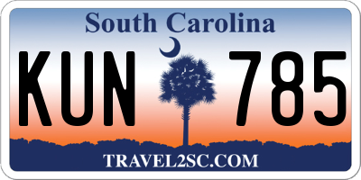 SC license plate KUN785