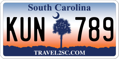 SC license plate KUN789