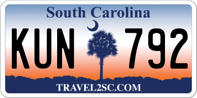 SC license plate KUN792