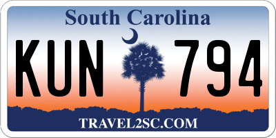SC license plate KUN794