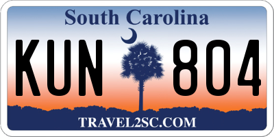 SC license plate KUN804