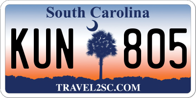 SC license plate KUN805
