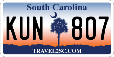 SC license plate KUN807