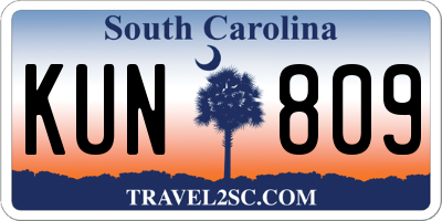 SC license plate KUN809