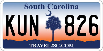 SC license plate KUN826