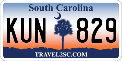 SC license plate KUN829