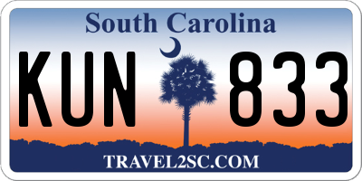 SC license plate KUN833