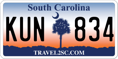 SC license plate KUN834