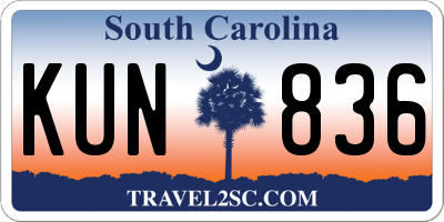 SC license plate KUN836