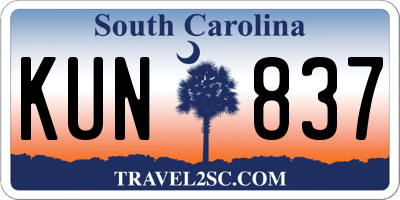 SC license plate KUN837