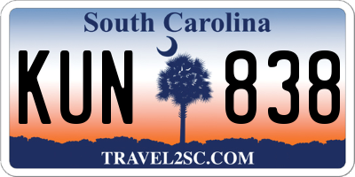SC license plate KUN838
