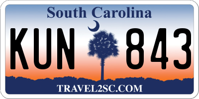SC license plate KUN843
