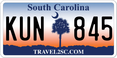 SC license plate KUN845