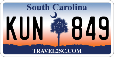 SC license plate KUN849