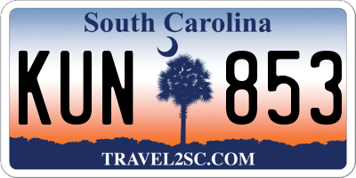 SC license plate KUN853