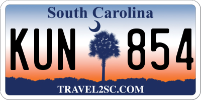 SC license plate KUN854