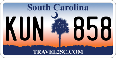 SC license plate KUN858
