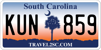 SC license plate KUN859