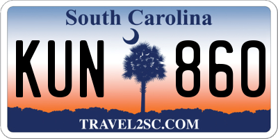 SC license plate KUN860