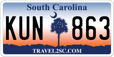 SC license plate KUN863