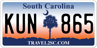 SC license plate KUN865