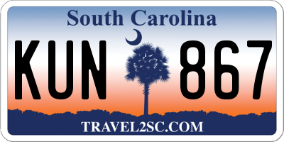 SC license plate KUN867