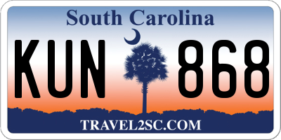 SC license plate KUN868