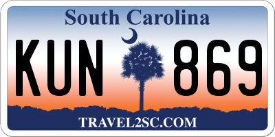 SC license plate KUN869