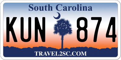 SC license plate KUN874