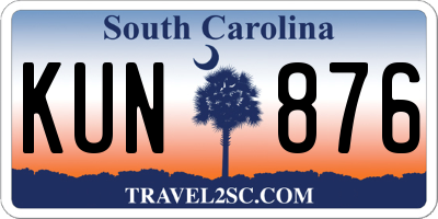 SC license plate KUN876