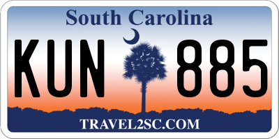 SC license plate KUN885