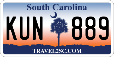 SC license plate KUN889