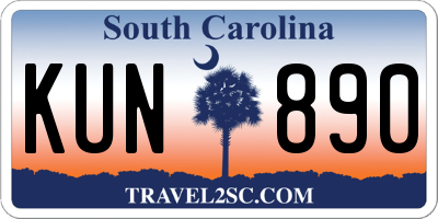 SC license plate KUN890
