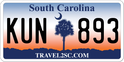 SC license plate KUN893