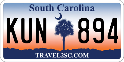 SC license plate KUN894