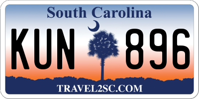 SC license plate KUN896