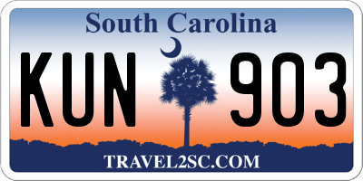 SC license plate KUN903