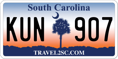 SC license plate KUN907