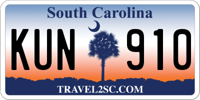 SC license plate KUN910