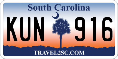 SC license plate KUN916