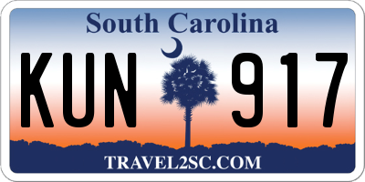 SC license plate KUN917