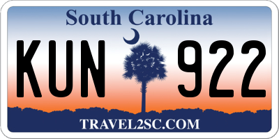 SC license plate KUN922