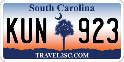 SC license plate KUN923