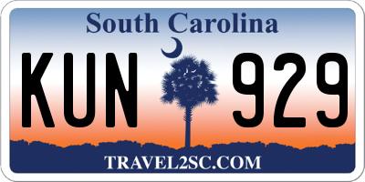 SC license plate KUN929