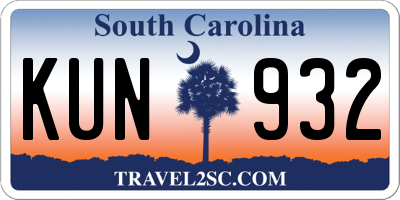 SC license plate KUN932