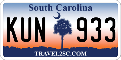 SC license plate KUN933