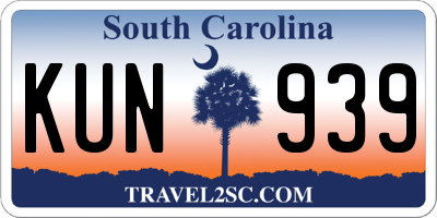 SC license plate KUN939