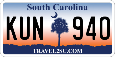 SC license plate KUN940